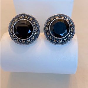 Judith Jack marcasite onyx earrings